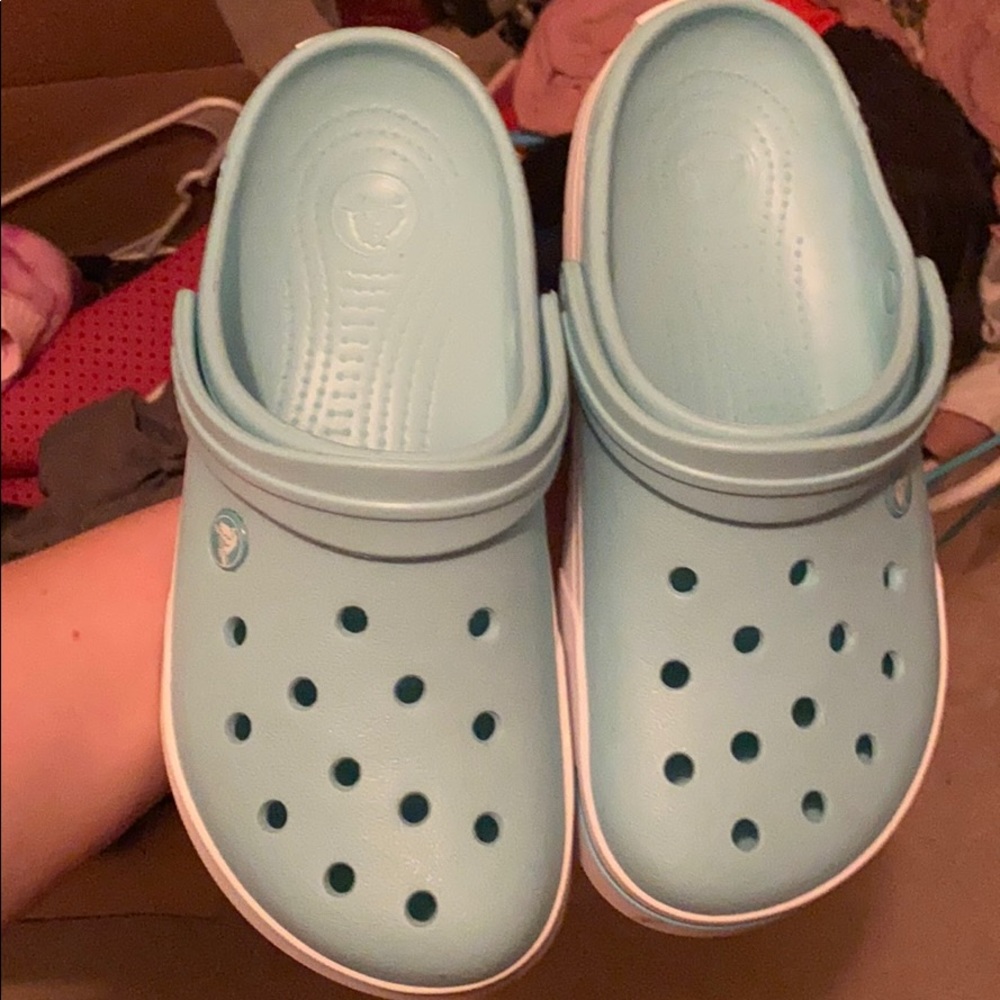 Aqua blue crocs